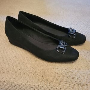 Price Drop! Anne Klein Marika Black Suede Wedge Loafers